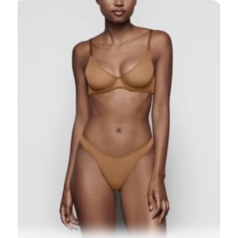 SKIMS Ultra Fine Mesh Underwire Bra - Tan - Size 34C (NWT) Removable Straps